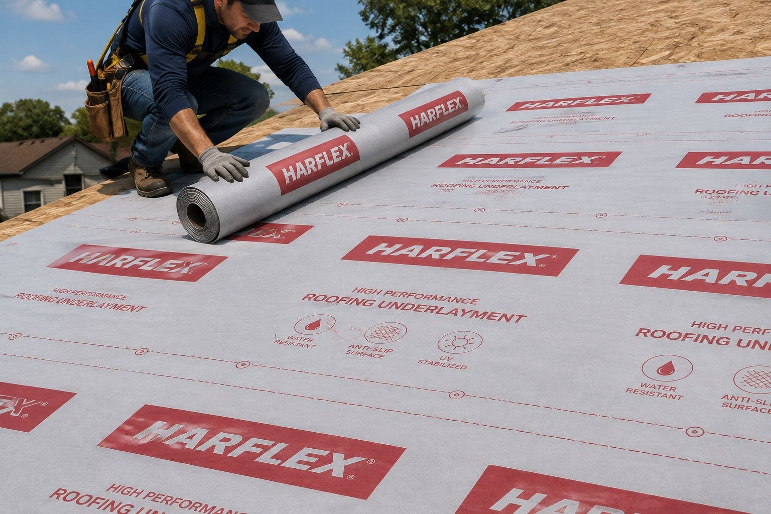 Synthetic Roofing Underlayment — Installation on roof